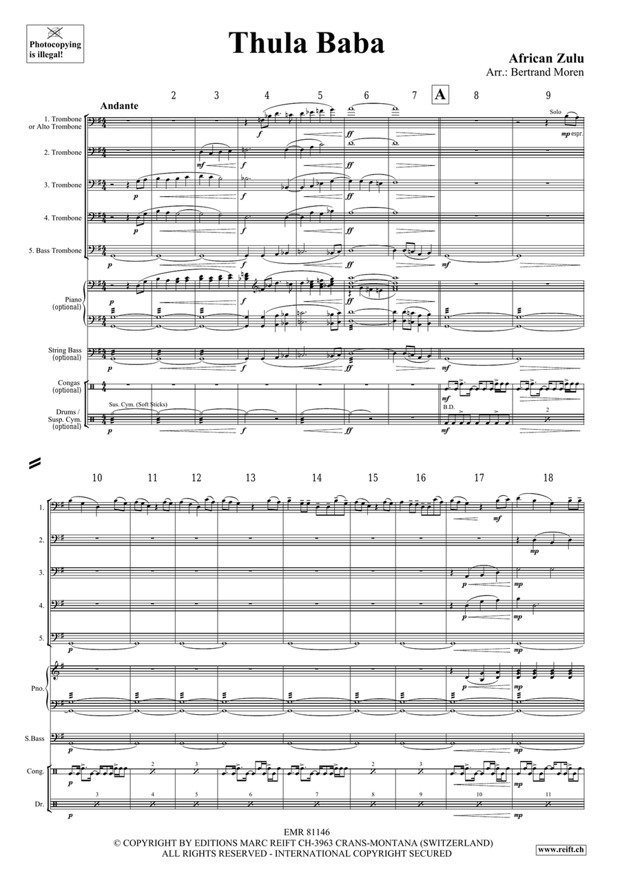 Thula Baba Thula Baba Trombone scores gallery preview page 3