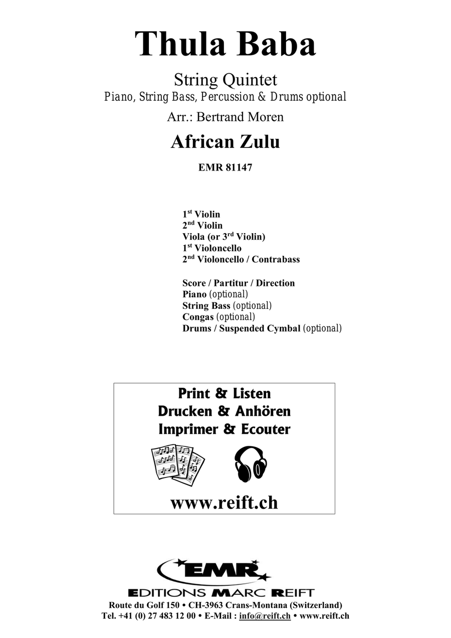 Thula Baba Thula Baba String Quintet scores gallery preview page 2