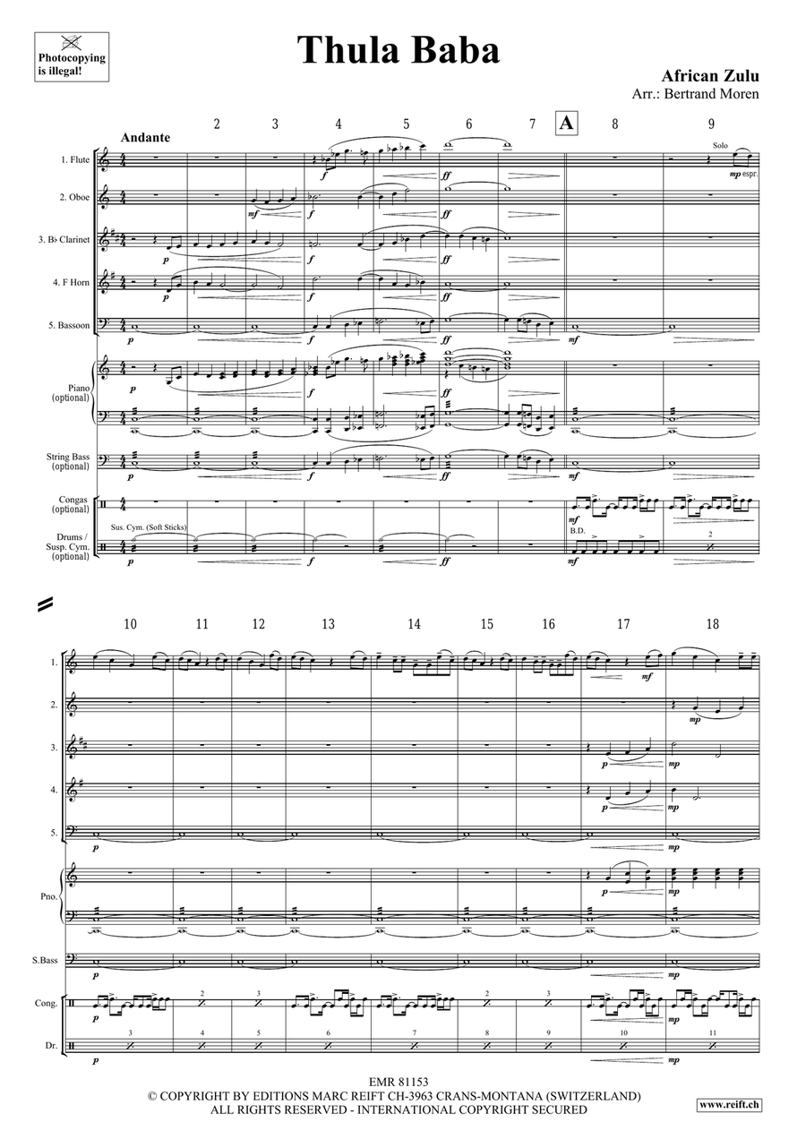 Thula Baba Thula Baba Woodwind Quintet scores gallery preview page 3