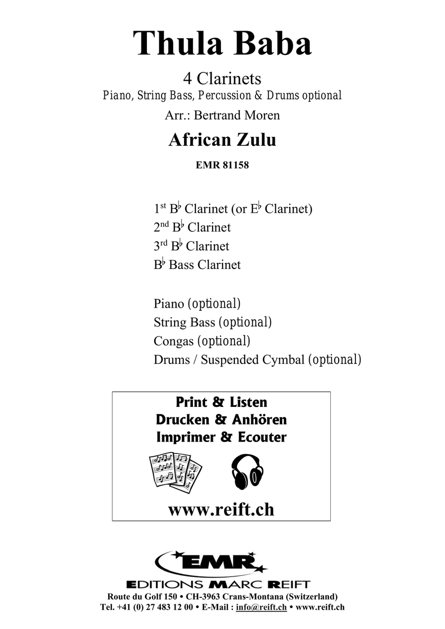 Thula Baba Thula Baba Clarinet Quartet scores gallery preview page 2