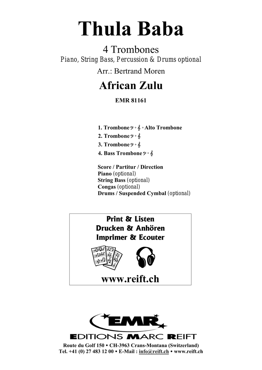 Thula Baba Thula Baba Trombone Quartet scores gallery preview page 2
