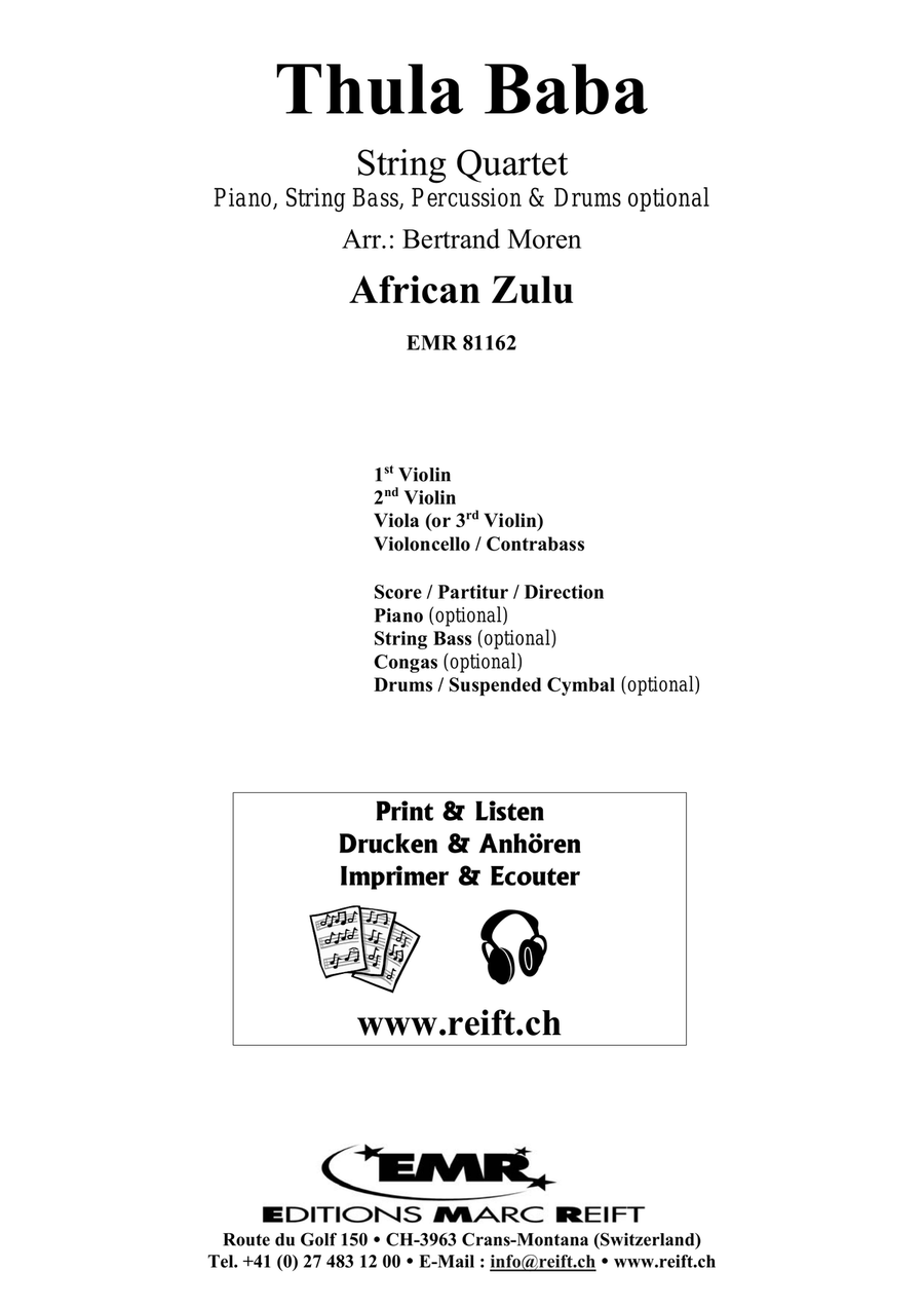 Thula Baba Thula Baba String Quartet scores gallery preview page 2