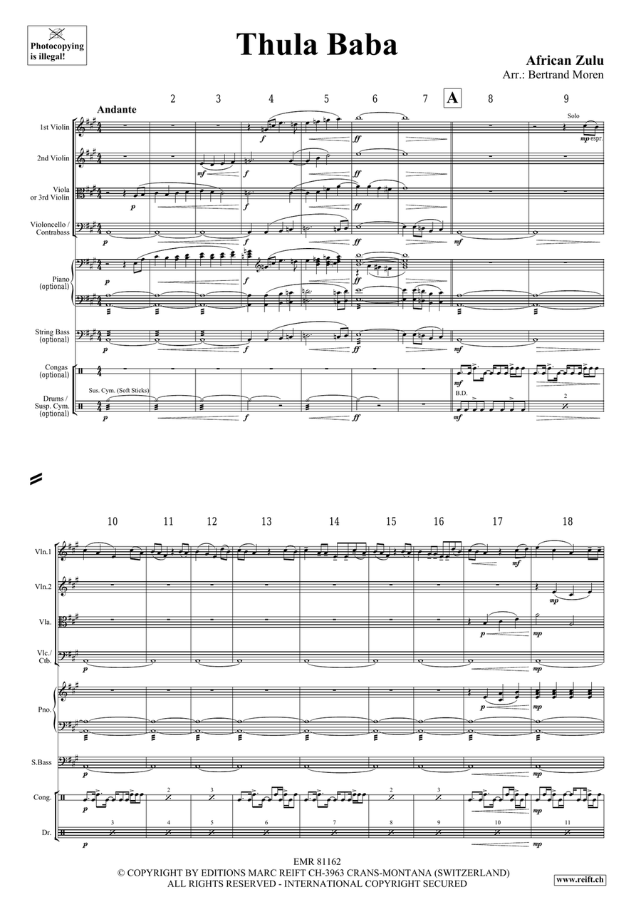 Thula Baba Thula Baba String Quartet scores gallery preview page 3