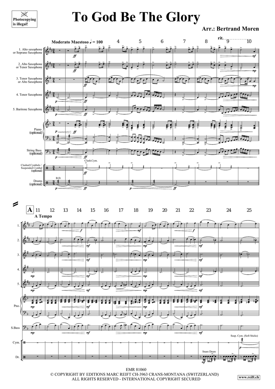 To God Be The Glory To God Be The Glory Saxophone Quintet scores gallery preview page 3
