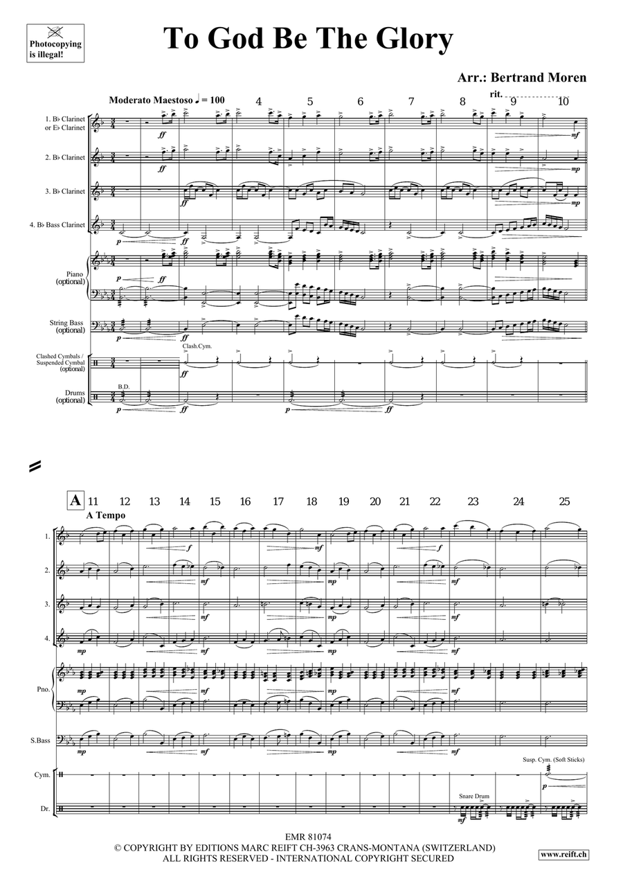 To God Be The Glory To God Be The Glory Clarinet Quartet scores gallery preview page 3
