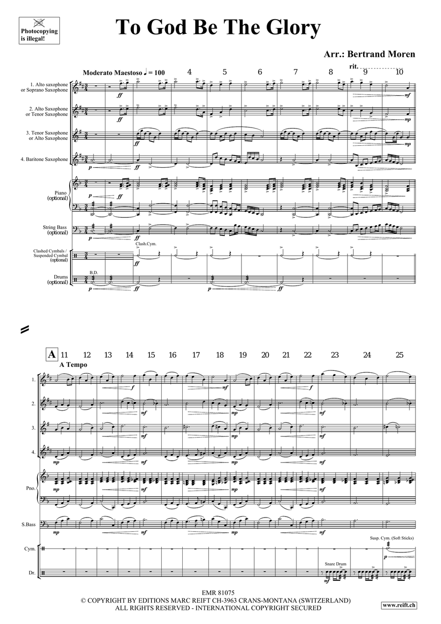 To God Be The Glory Saxophone Quartet scores gallery preview page 3