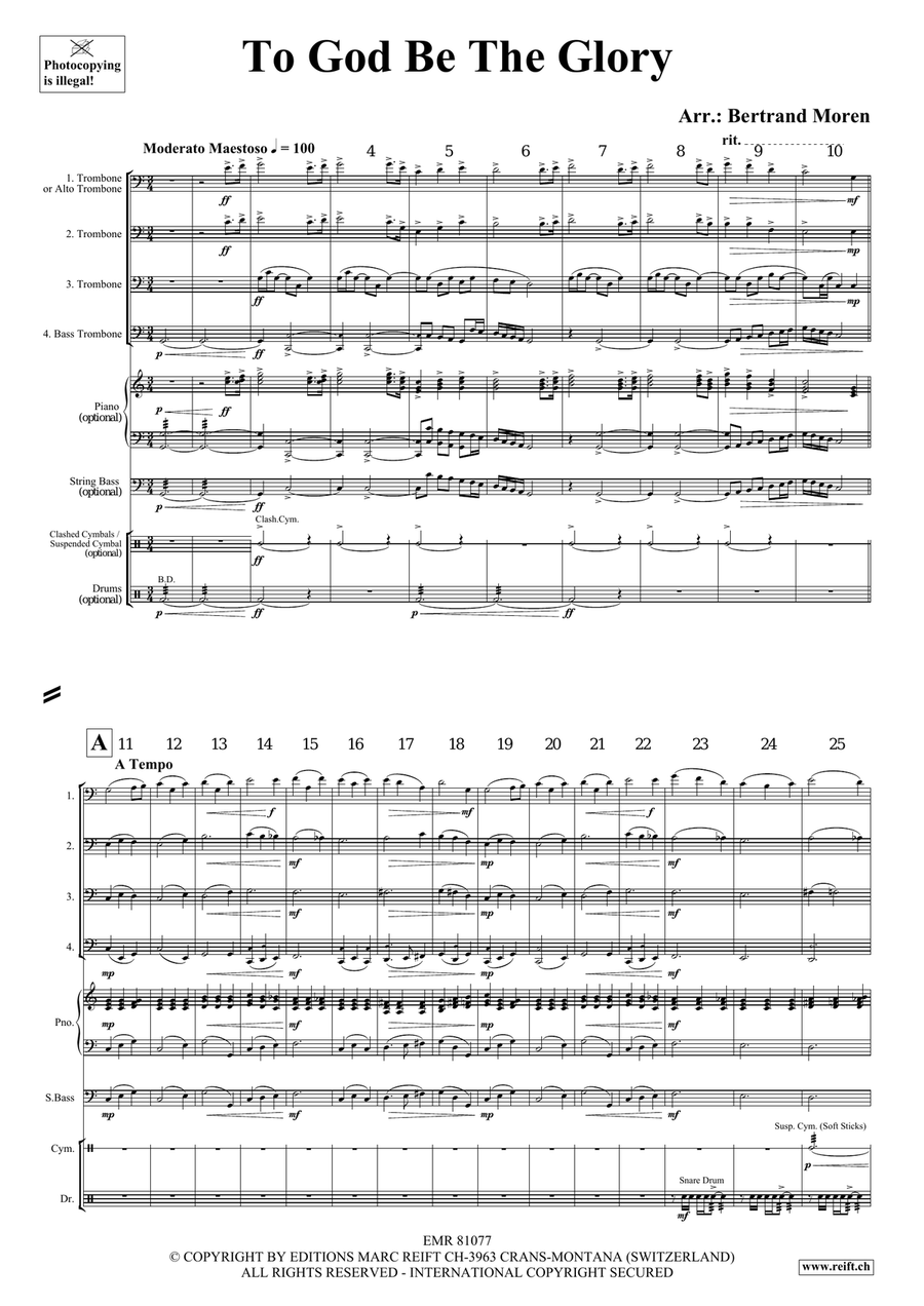 To God Be The Glory To God Be The Glory Trombone Quartet scores gallery preview page 3