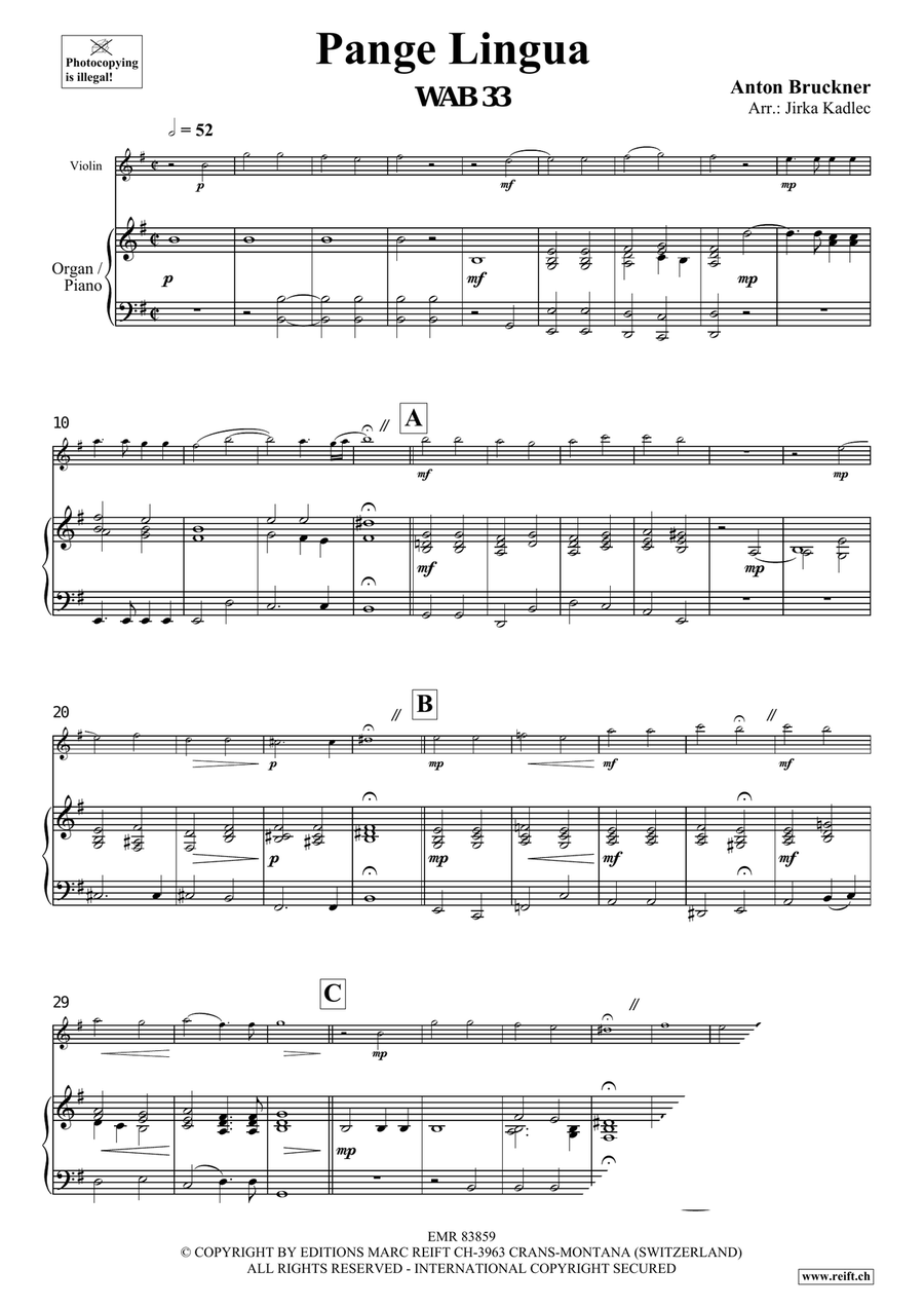 Pange Lingua Pange Lingua Violin Solo scores gallery preview page 3