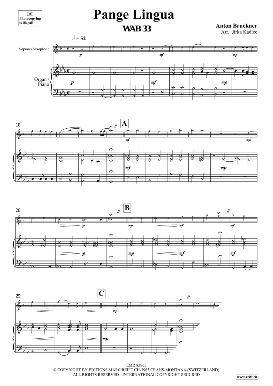 Pange Lingua Pange Lingua Soprano Saxophone scores gallery preview page 3