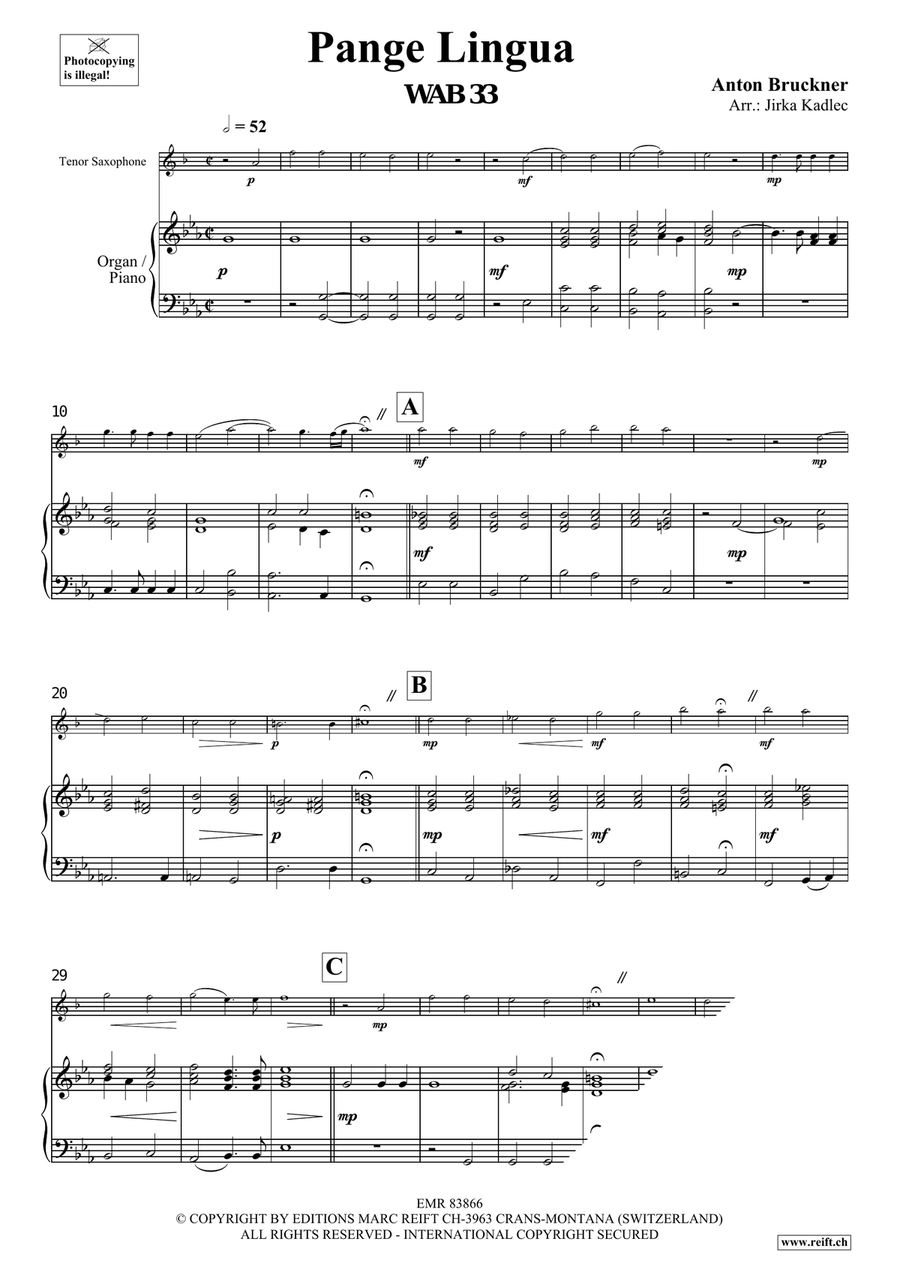 Pange Lingua Pange Lingua Tenor Saxophone scores gallery preview page 3