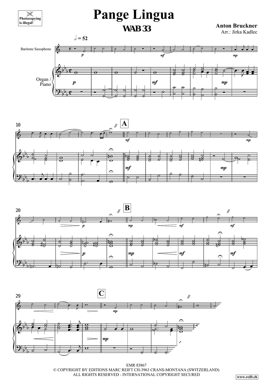 Pange Lingua Pange Lingua Baritone Saxophone scores gallery preview page 3