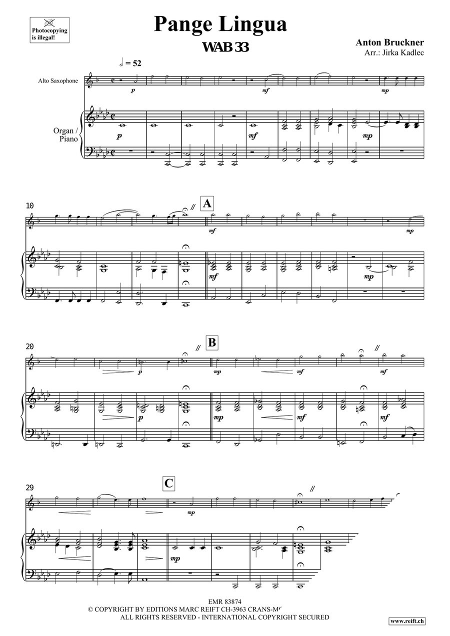 Pange Lingua Pange Lingua Alto Saxophone scores gallery preview page 3