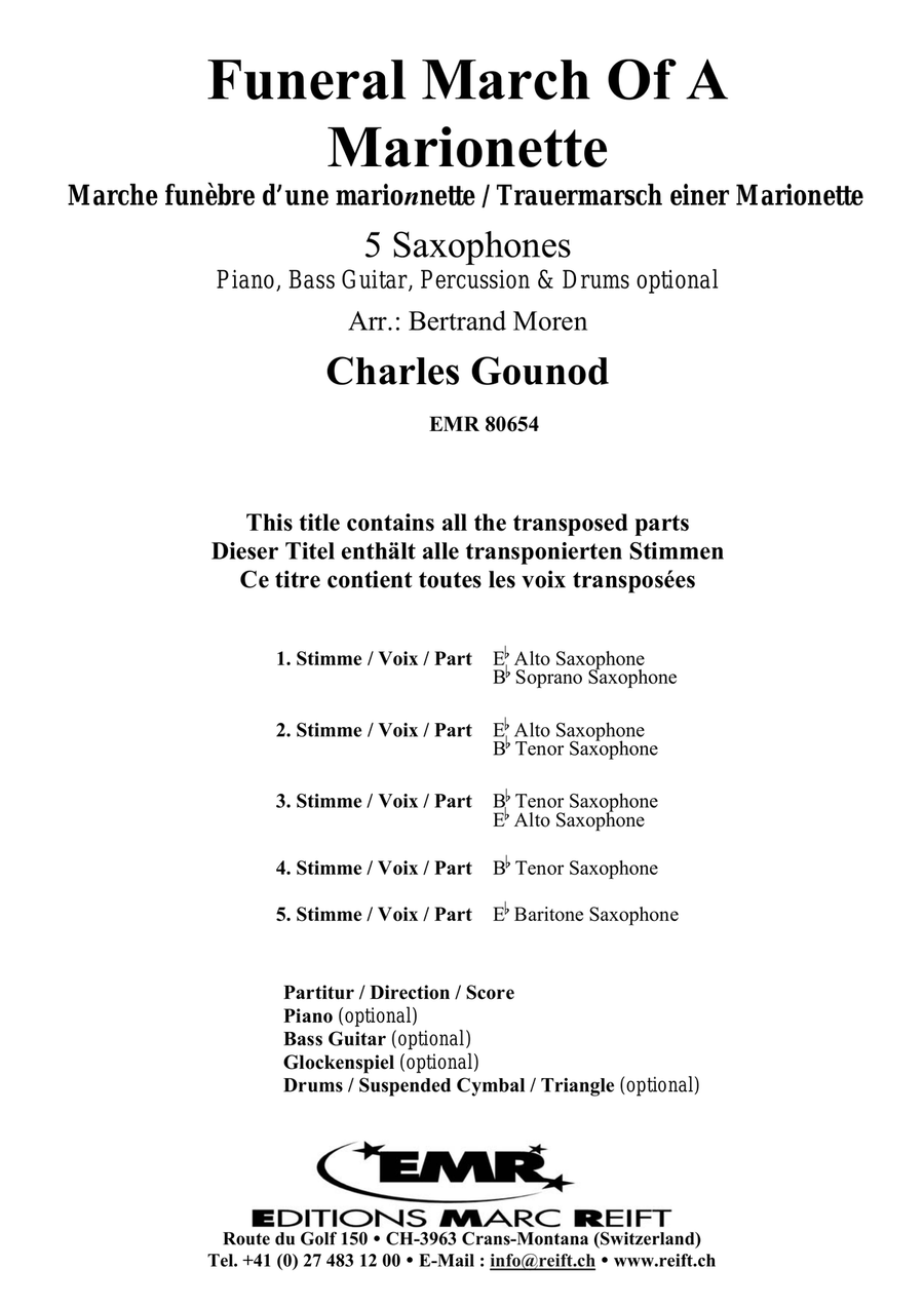 Funeral March Of A Marionette Saxophone Quintet scores gallery preview page 2
