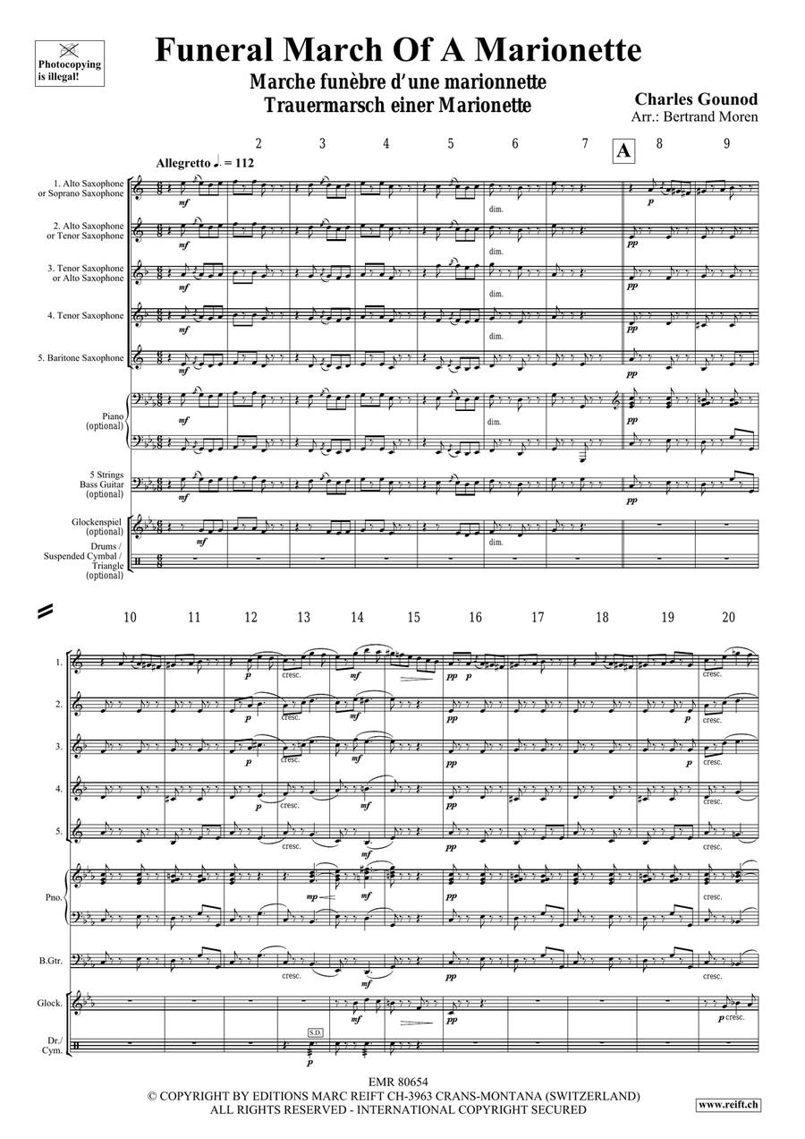 Funeral March Of A Marionette Saxophone Quintet scores gallery preview page 3
