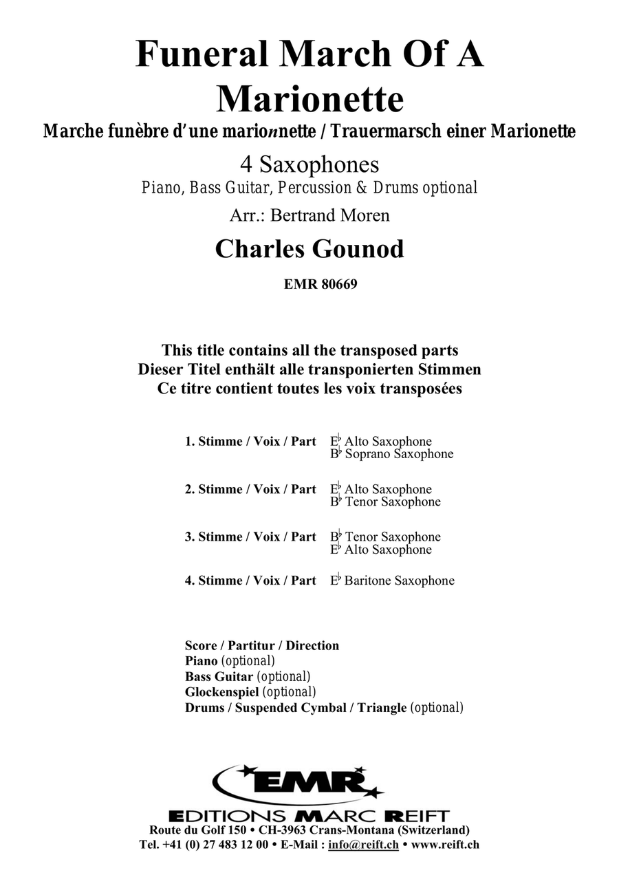 Funeral March Of A Marionette Saxophone Quartet scores gallery preview page 2