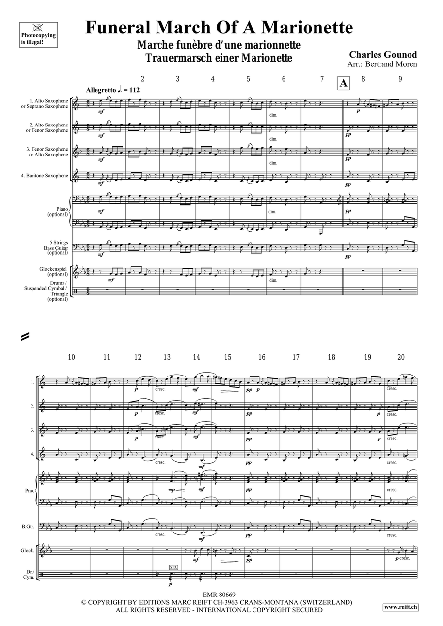 Funeral March Of A Marionette Saxophone Quartet scores gallery preview page 3