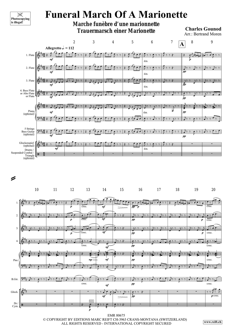 Funeral March Of A Marionette Flute Quartet scores gallery preview page 3