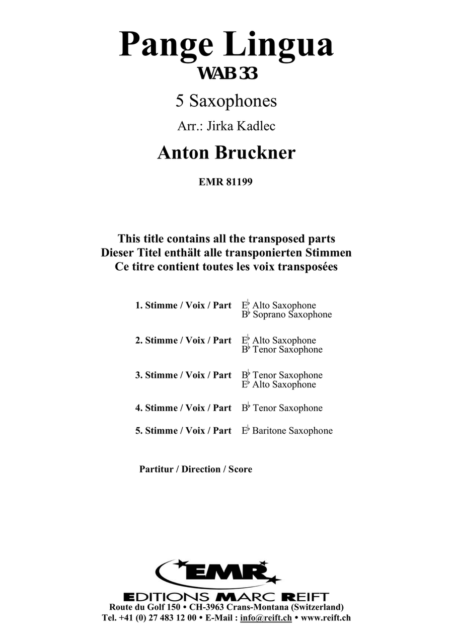 Pange Lingua Pange Lingua Saxophone Quintet scores gallery preview page 2