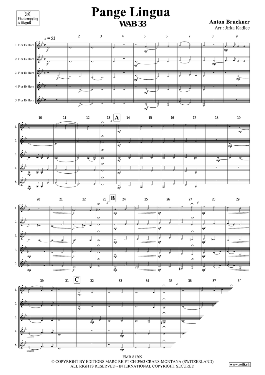 Pange Lingua Pange Lingua Horn scores gallery preview page 3