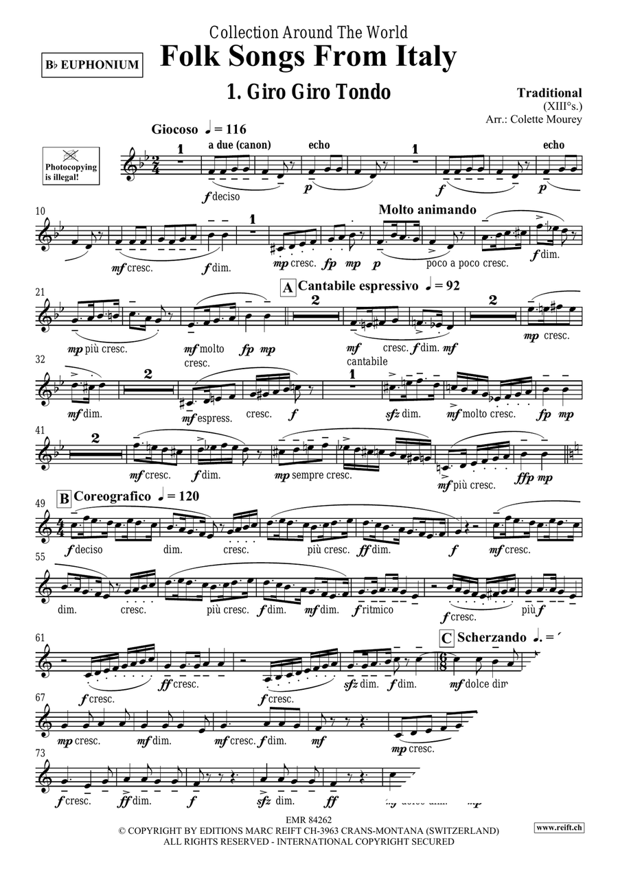 Folk Songs From Italy Folk Songs From Italy Euphonium scores gallery preview page 3