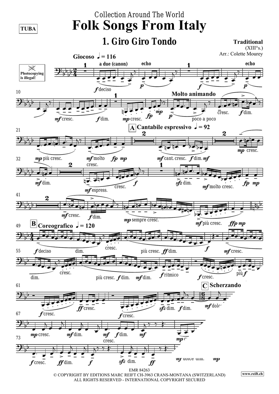 Folk Songs From Italy Folk Songs From Italy Tuba scores gallery preview page 3