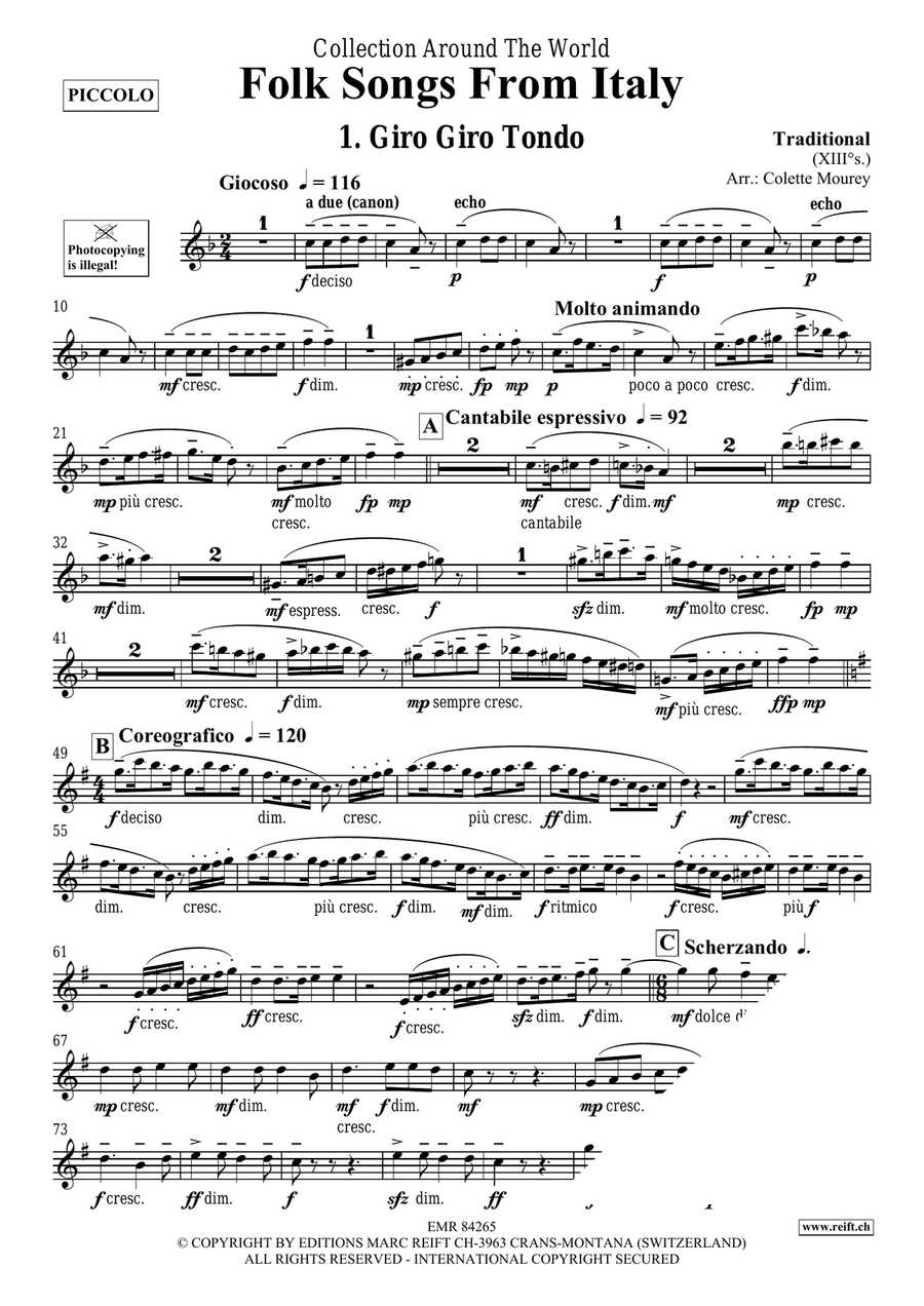 Folk Songs From Italy Folk Songs From Italy Piccolo scores gallery preview page 3