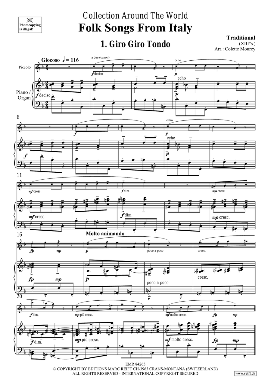 Folk Songs From Italy Folk Songs From Italy Piccolo scores gallery preview page 4