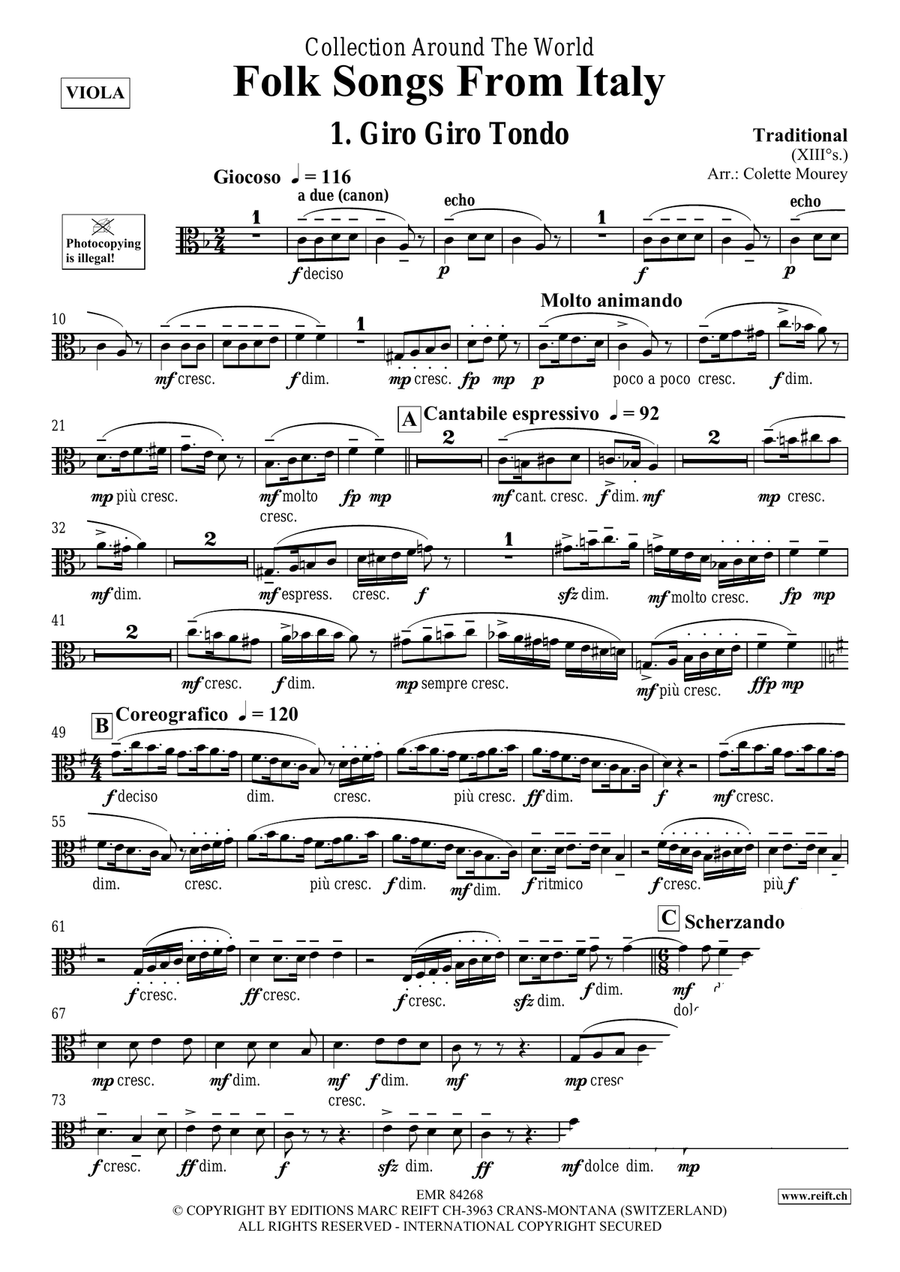 Folk Songs From Italy Folk Songs From Italy Viola scores gallery preview page 3