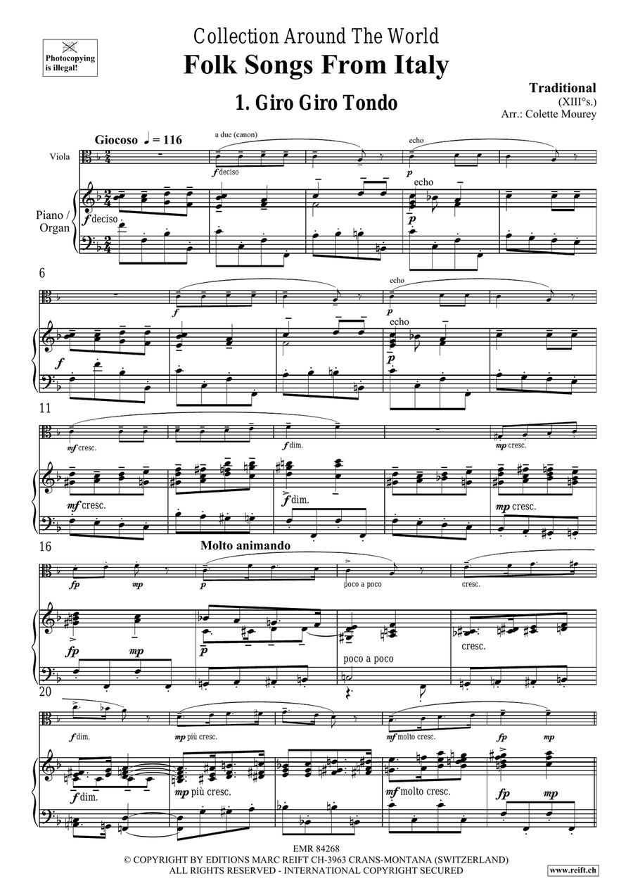 Folk Songs From Italy Folk Songs From Italy Viola scores gallery preview page 4