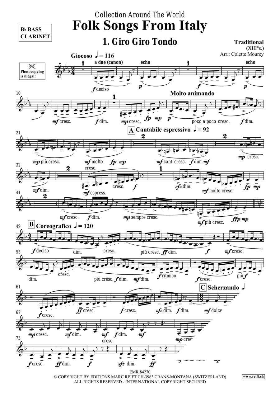 Folk Songs From Italy Folk Songs From Italy Bass Clarinet scores gallery preview page 3