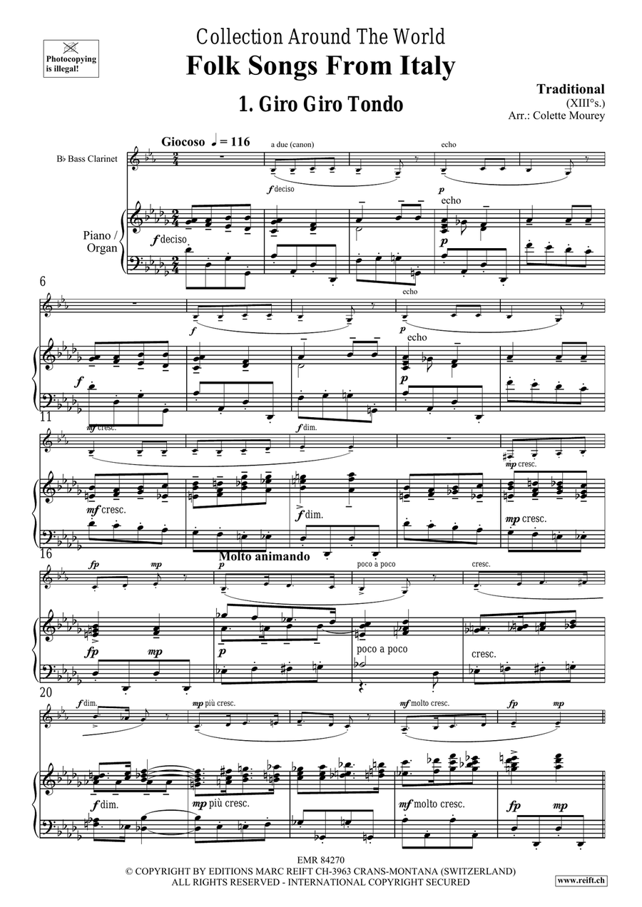 Folk Songs From Italy Folk Songs From Italy Bass Clarinet scores gallery preview page 4