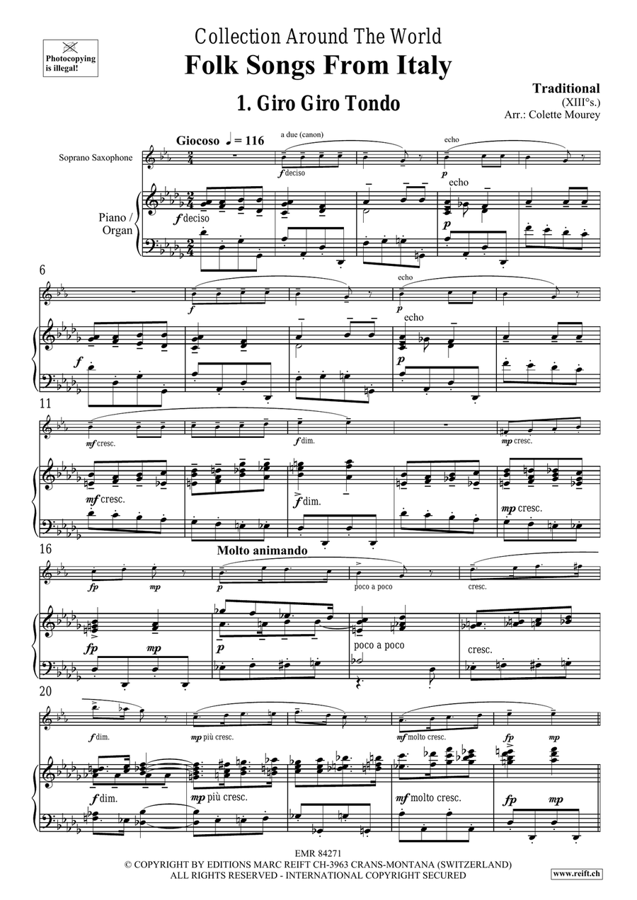 Folk Songs From Italy Folk Songs From Italy Soprano Saxophone scores gallery preview page 4