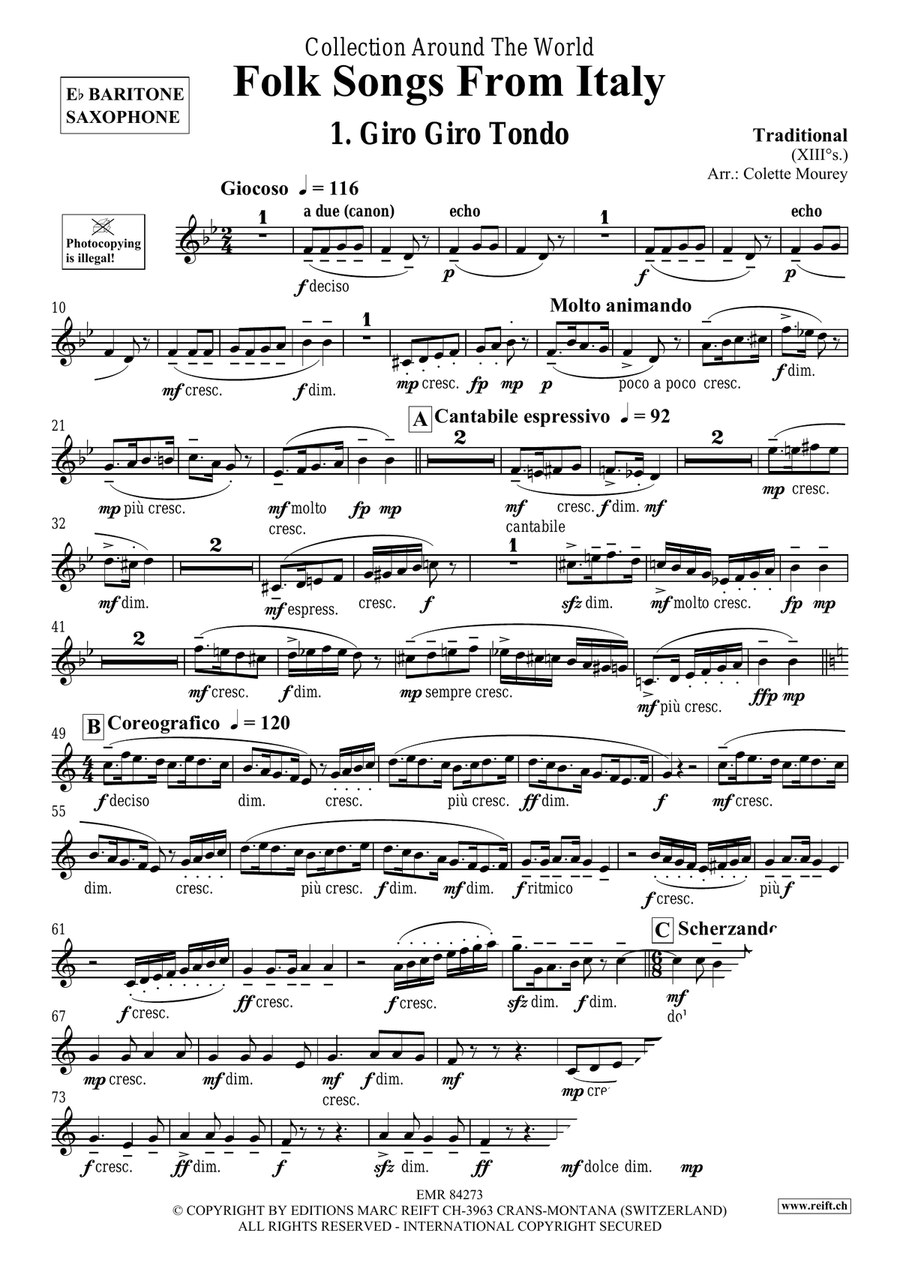 Folk Songs From Italy Folk Songs From Italy Baritone Saxophone scores gallery preview page 3