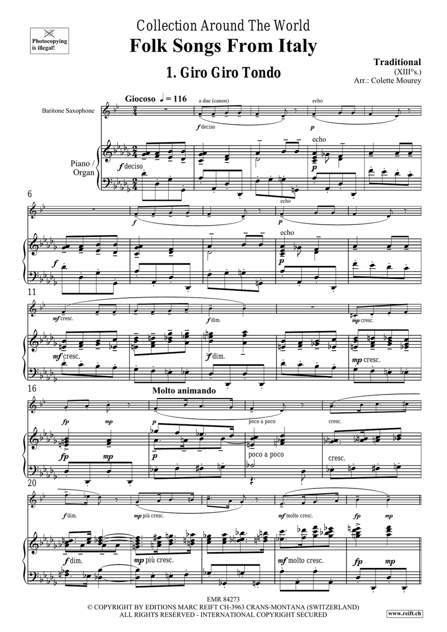 Folk Songs From Italy Folk Songs From Italy Baritone Saxophone scores gallery preview page 4