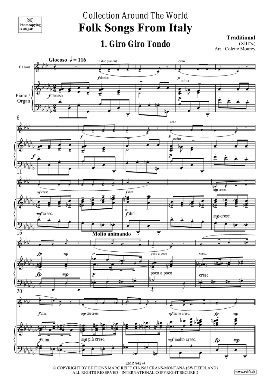 Folk Songs From Italy Folk Songs From Italy Horn scores gallery preview page 4