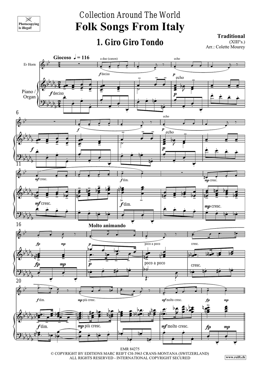Folk Songs From Italy Folk Songs From Italy Horn scores gallery preview page 4
