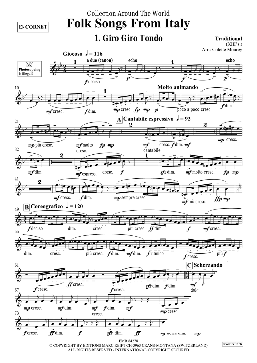 Folk Songs From Italy Folk Songs From Italy Cornet scores gallery preview page 3