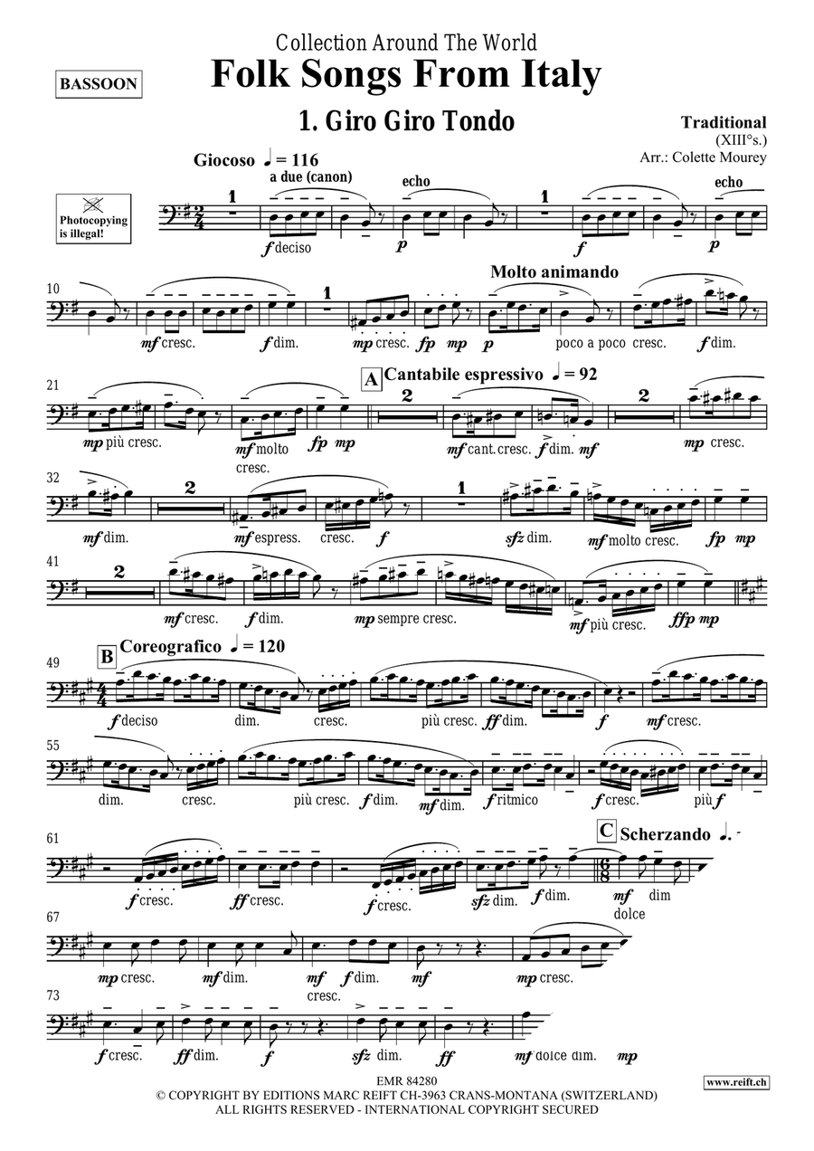 Folk Songs From Italy Folk Songs From Italy Bassoon Solo scores gallery preview page 3