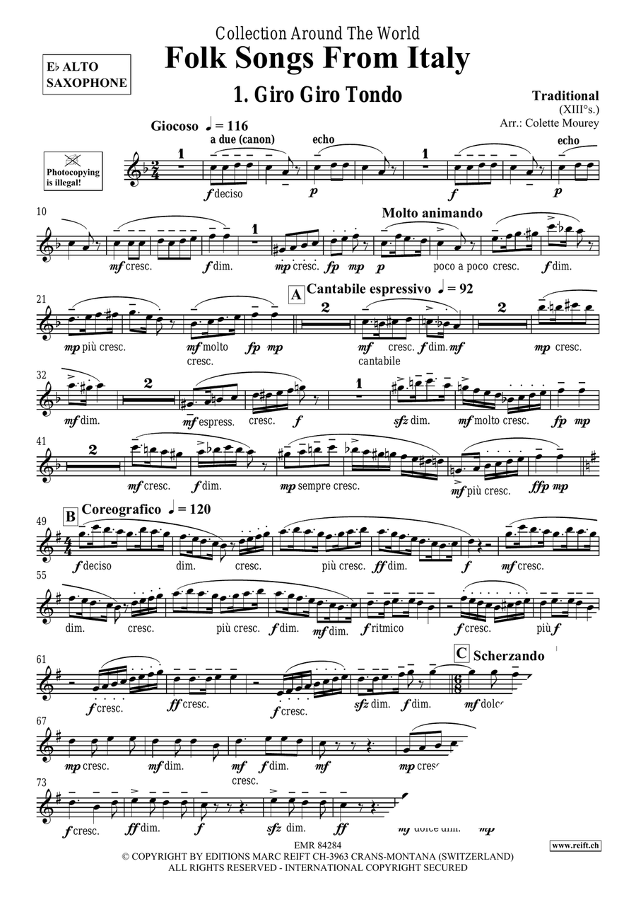 Folk Songs From Italy Folk Songs From Italy Alto Saxophone scores gallery preview page 3
