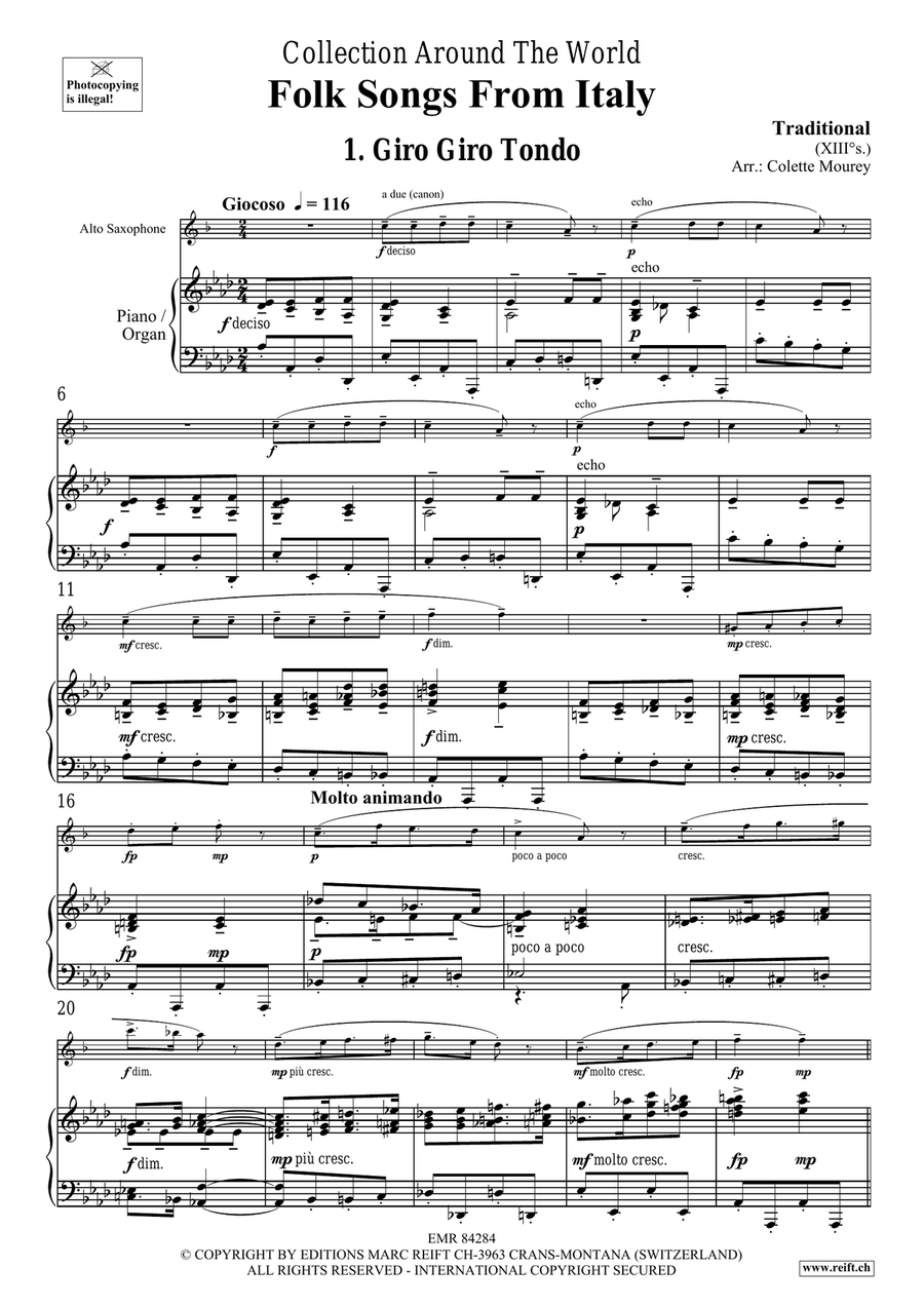 Folk Songs From Italy Folk Songs From Italy Alto Saxophone scores gallery preview page 4