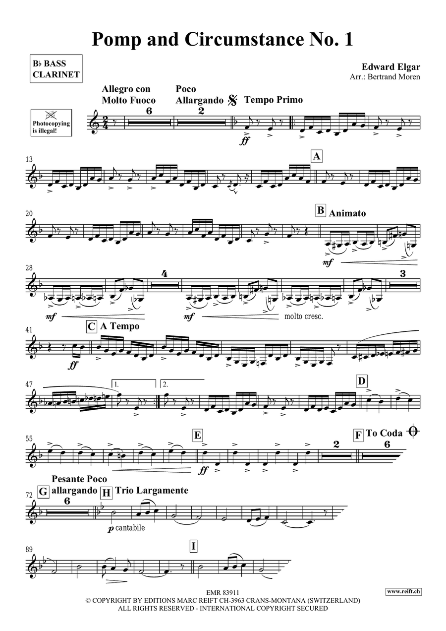 Pomp And Circumstance No. 1 Bass Clarinet scores gallery preview page 3