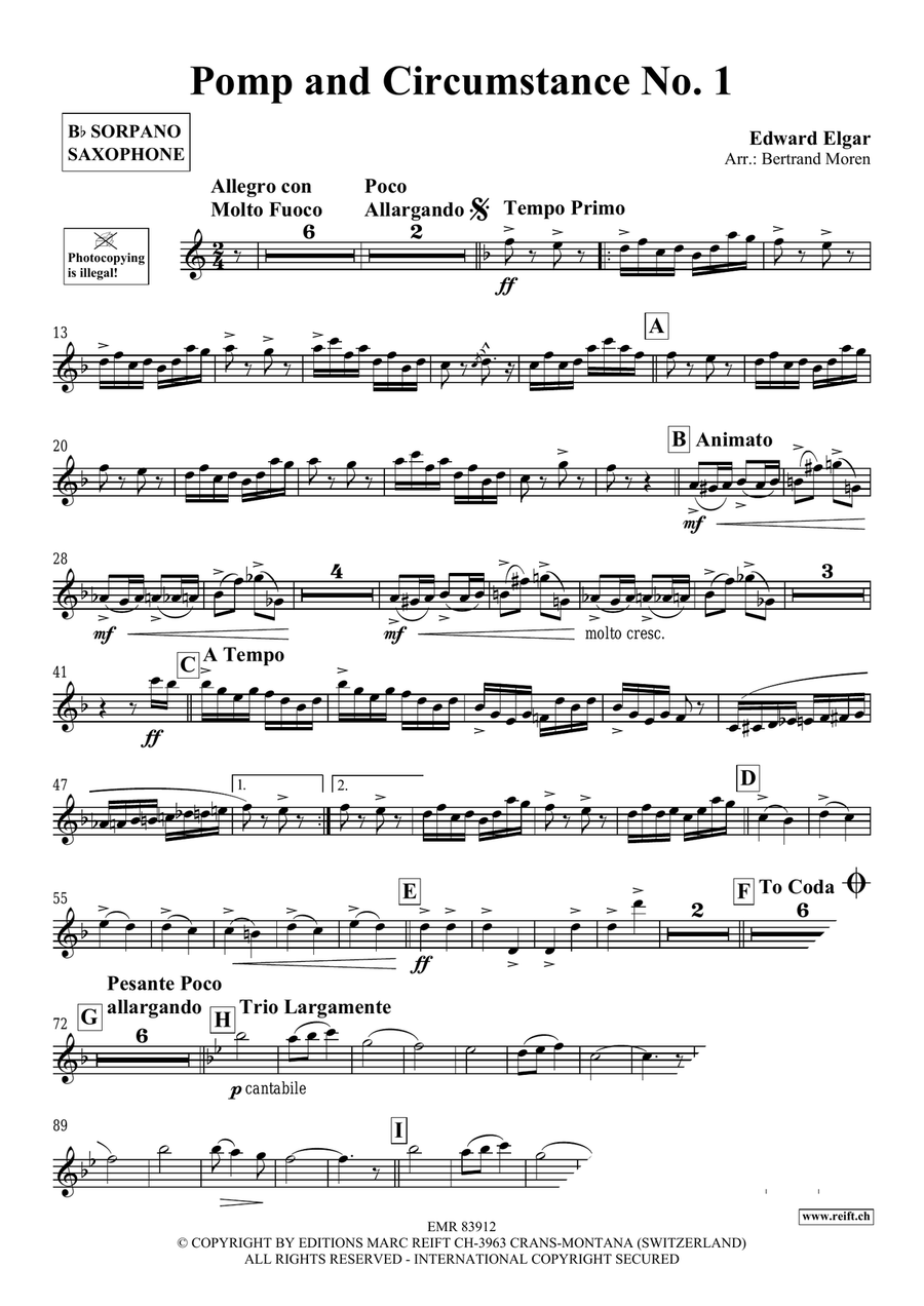 Pomp And Circumstance No. 1 Soprano Saxophone scores gallery preview page 3