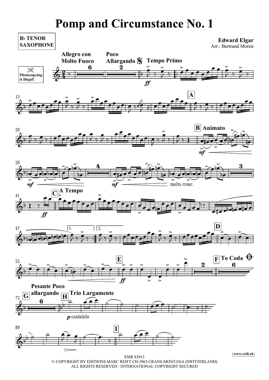 Pomp And Circumstance No. 1 Tenor Saxophone scores gallery preview page 3