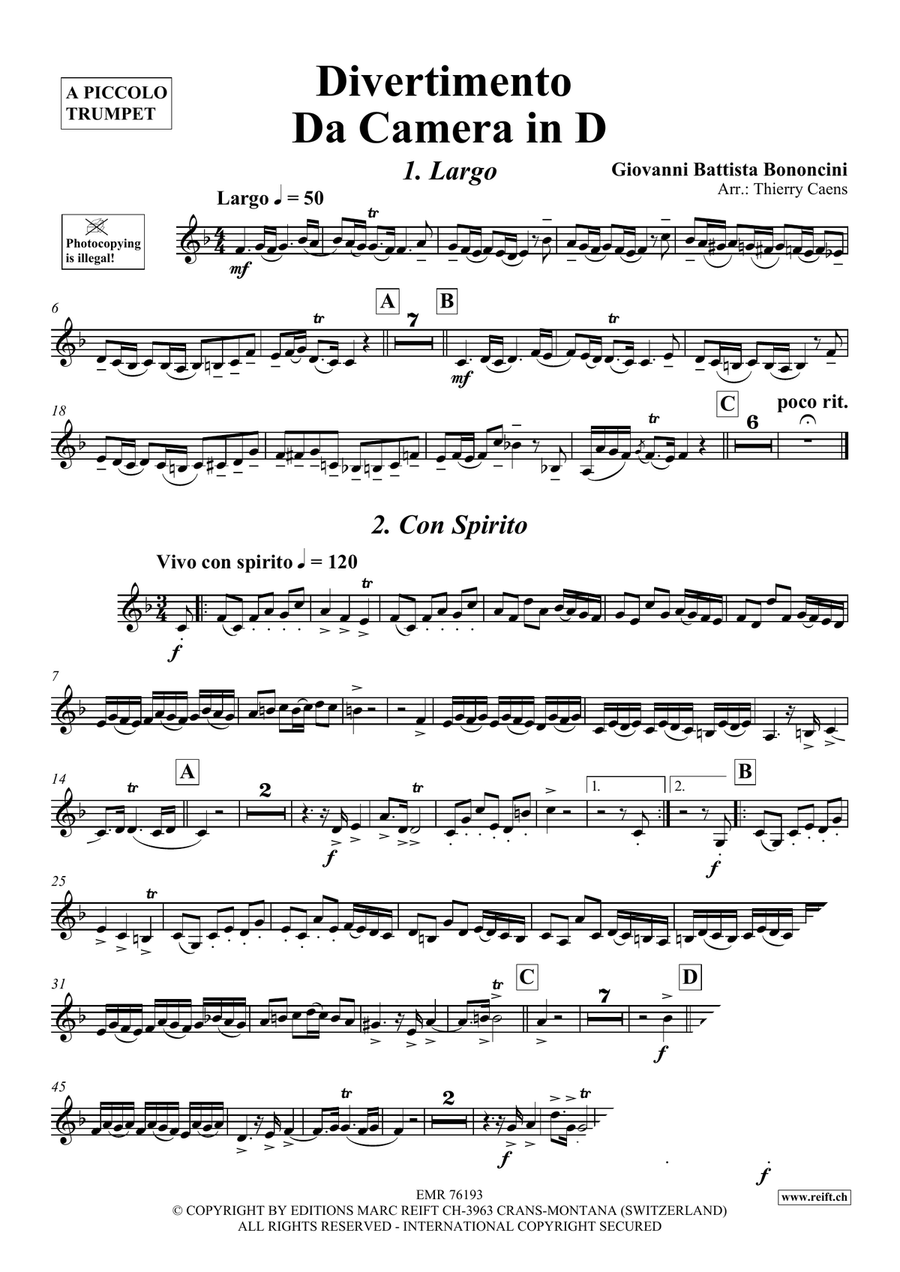 Divertimento Da Camera In D Piccolo Trumpet scores gallery preview page 3