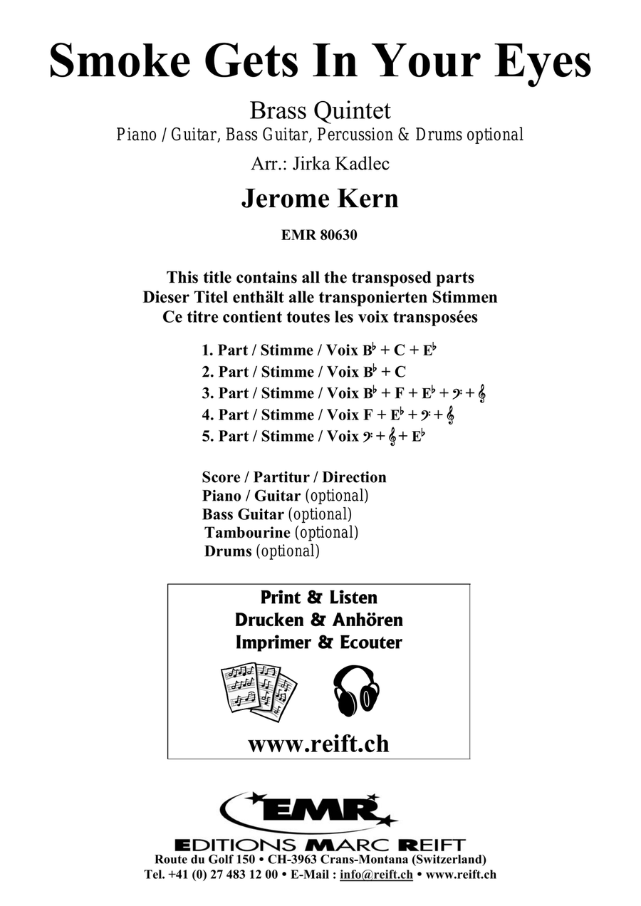 Smoke Gets In Your Eyes by Jerome Kern Brass Quintet - Sheet Music page 2