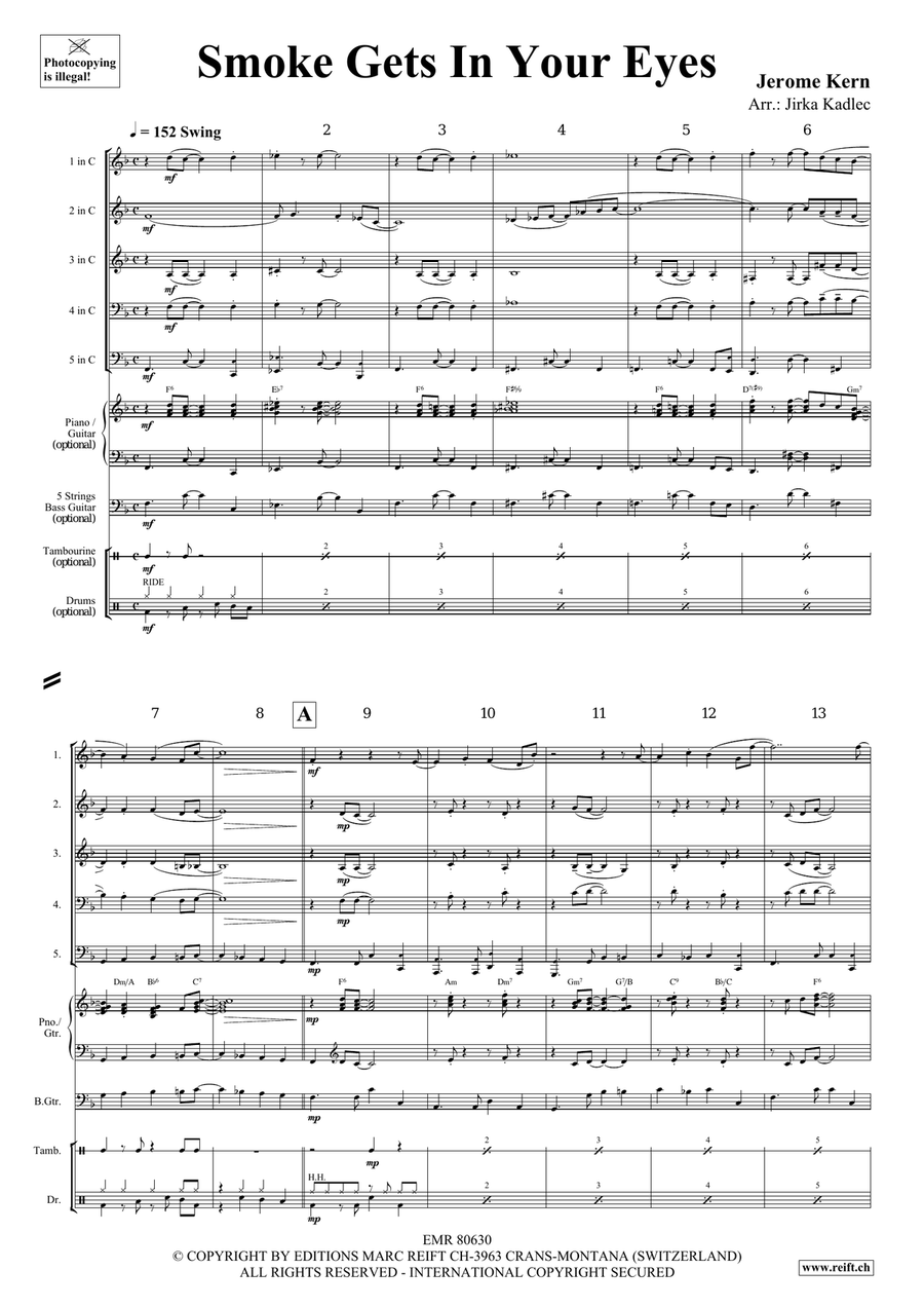 Smoke Gets In Your Eyes by Jerome Kern Brass Quintet - Sheet Music page 3