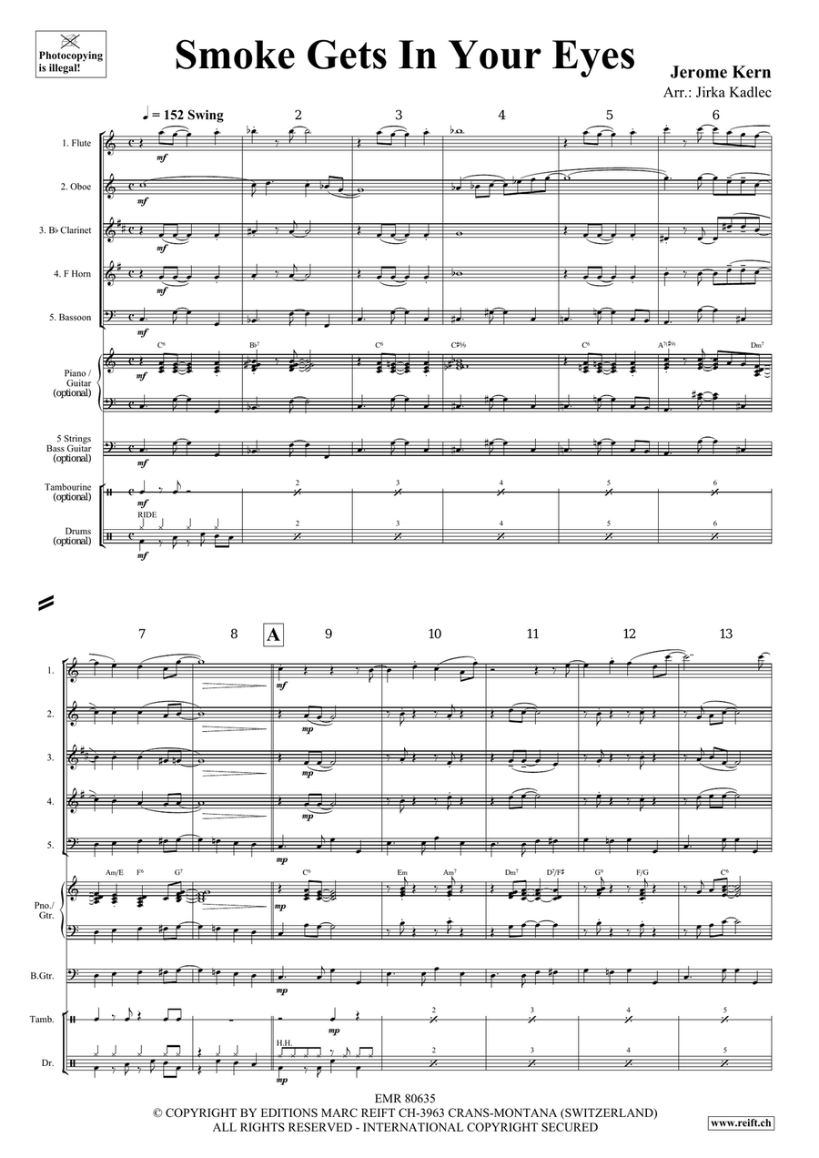 Smoke Gets In Your Eyes by Jerome Kern Woodwind Quintet - Sheet Music page 3