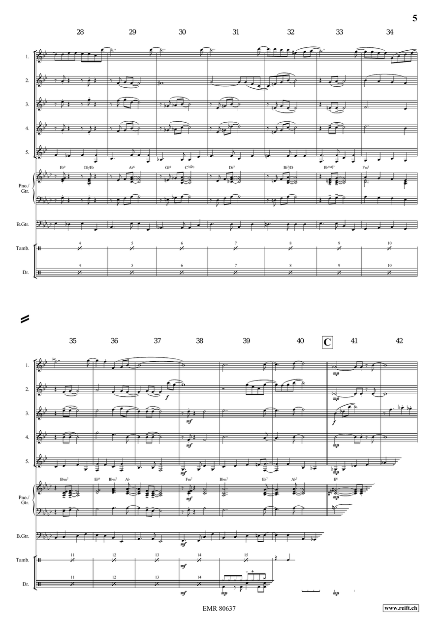 Smoke Gets In Your Eyes by Jerome Kern Euphonium Quintet - Sheet Music page 5
