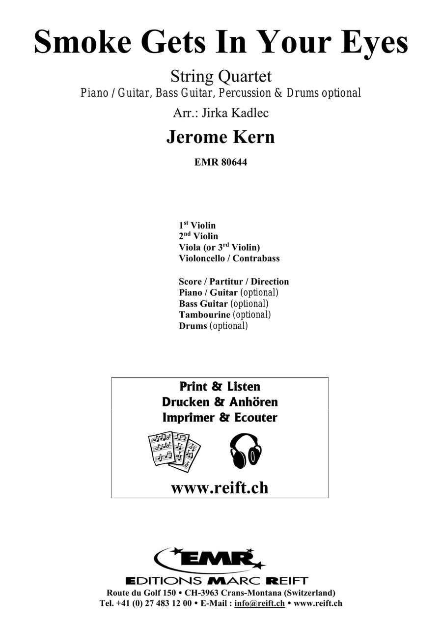 Smoke Gets In Your Eyes by Jerome Kern String Quartet - Sheet Music page 2