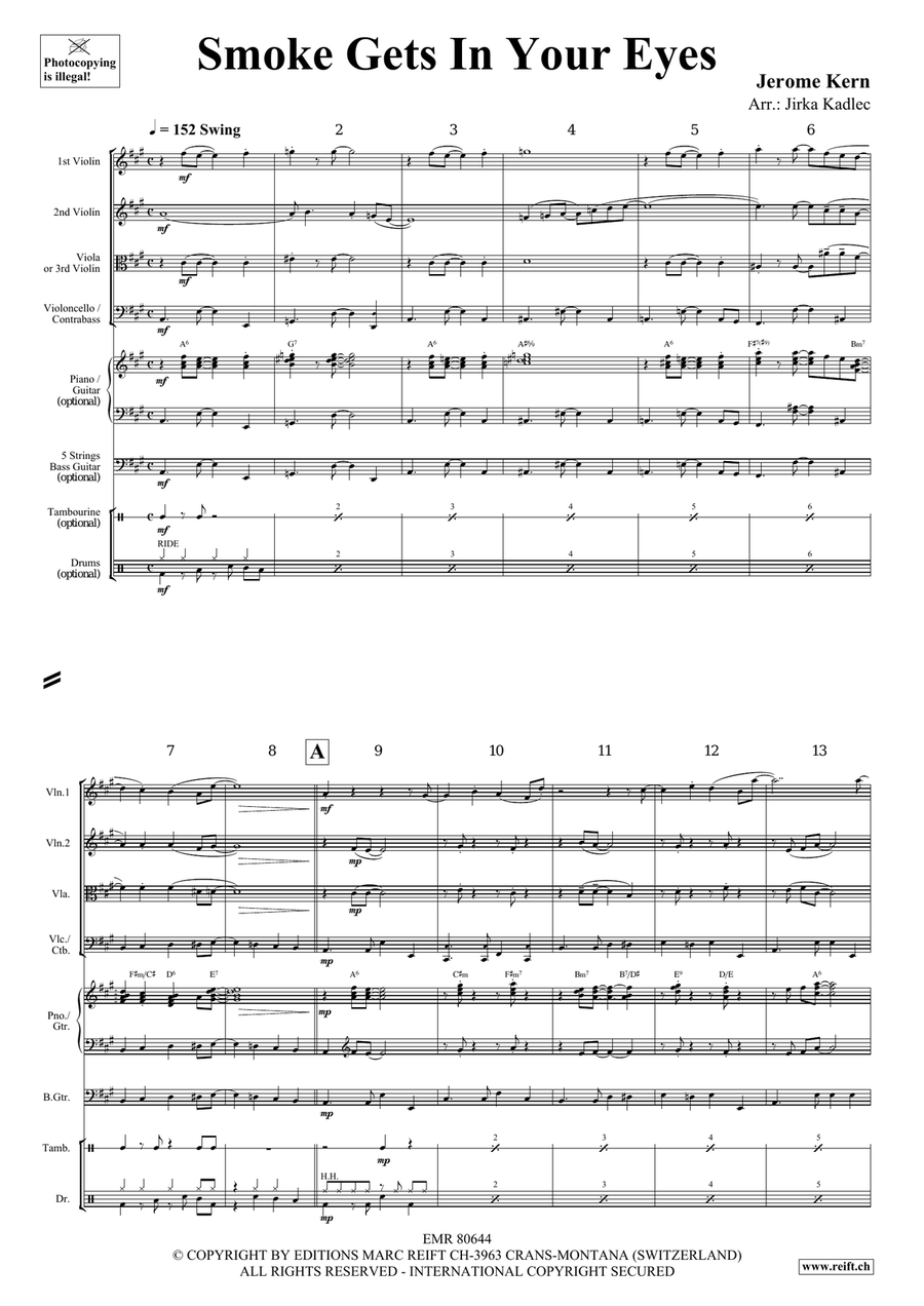 Smoke Gets In Your Eyes by Jerome Kern String Quartet - Sheet Music page 3